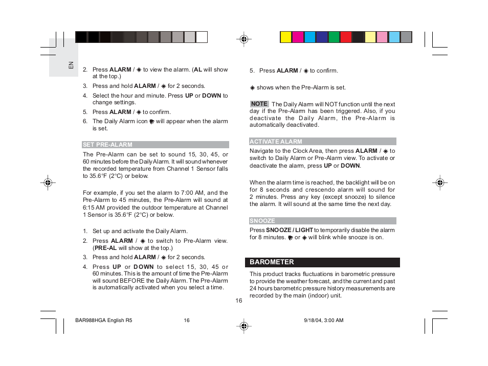 Oregon Scientific TREVISO SLEEK BAR988HGA User Manual | Page 17 / 28