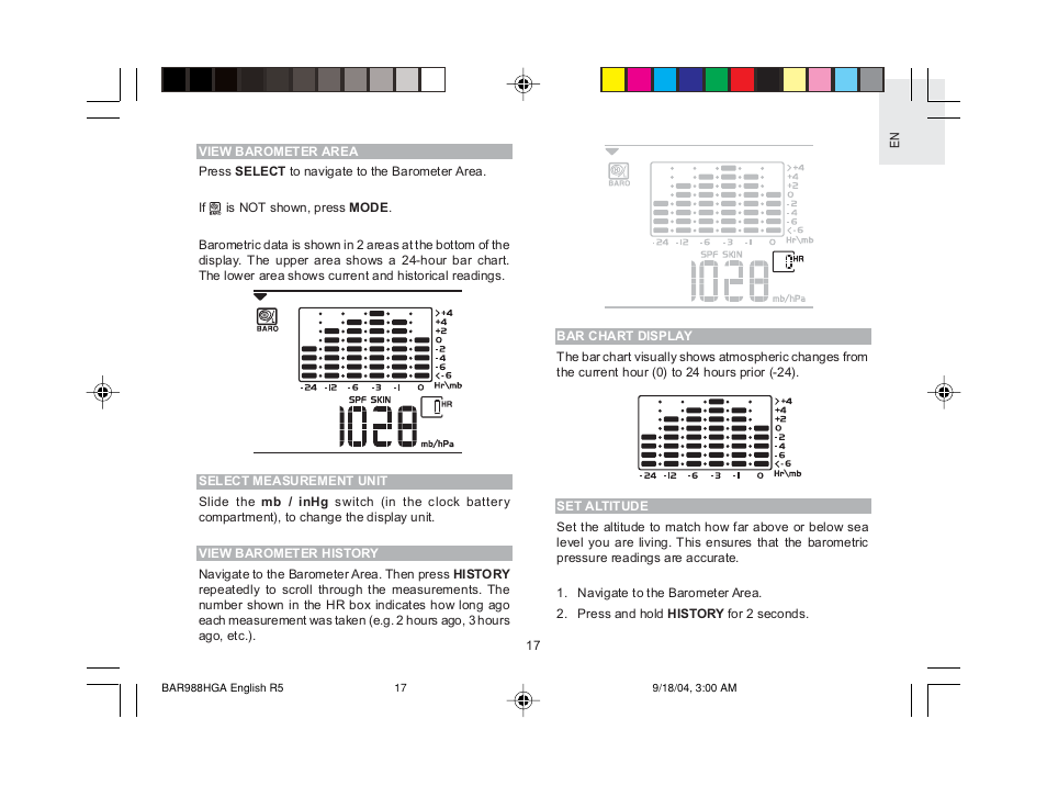 Oregon Scientific TREVISO SLEEK BAR988HGA User Manual | Page 18 / 28