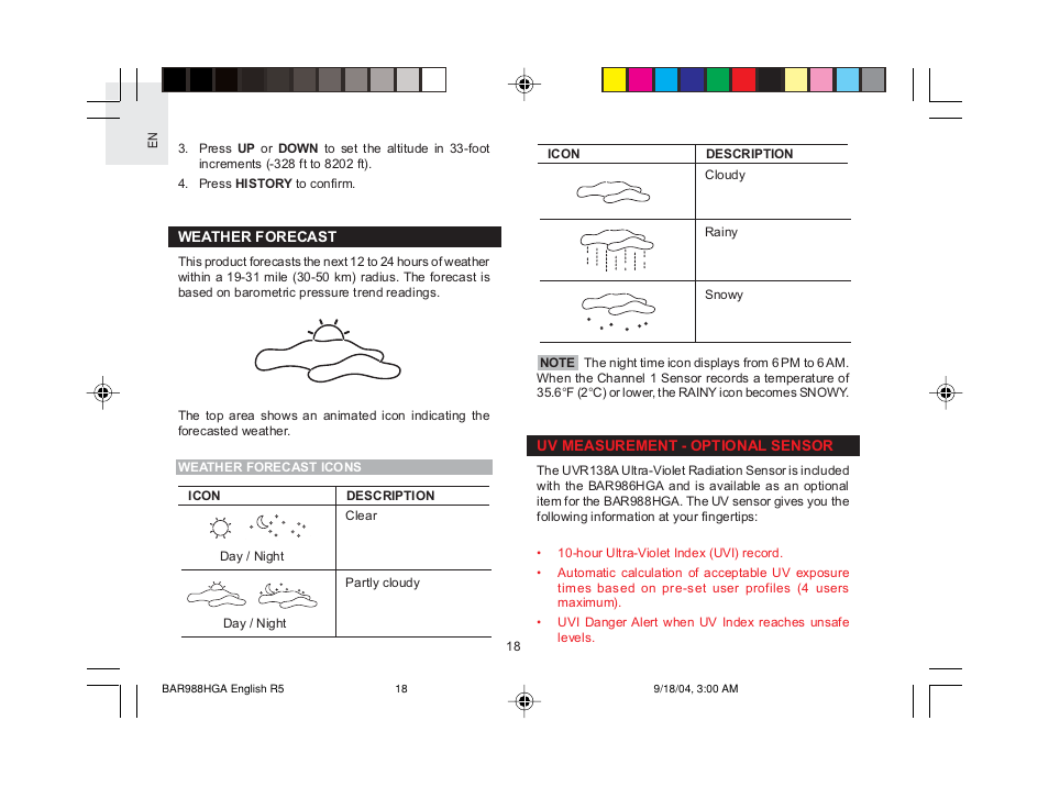 Oregon Scientific TREVISO SLEEK BAR988HGA User Manual | Page 19 / 28