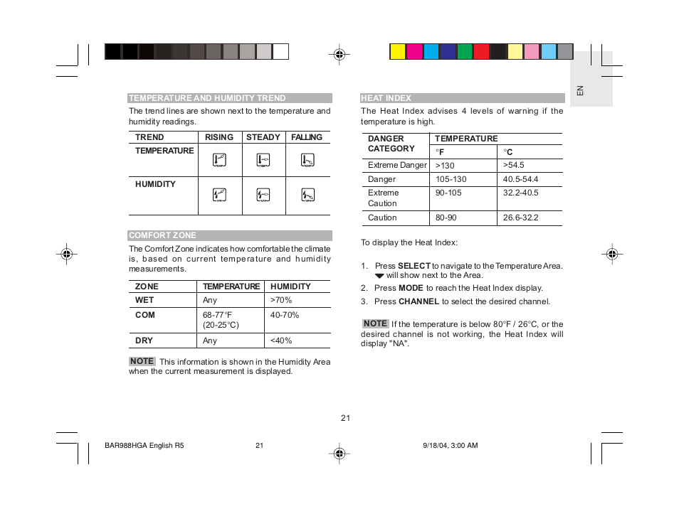 Oregon Scientific TREVISO SLEEK BAR988HGA User Manual | Page 22 / 28