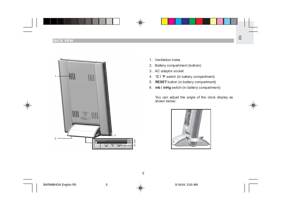 Oregon Scientific TREVISO SLEEK BAR988HGA User Manual | Page 6 / 28