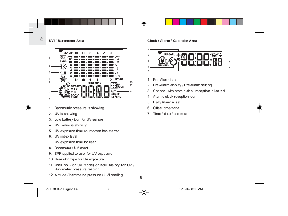 Oregon Scientific TREVISO SLEEK BAR988HGA User Manual | Page 9 / 28