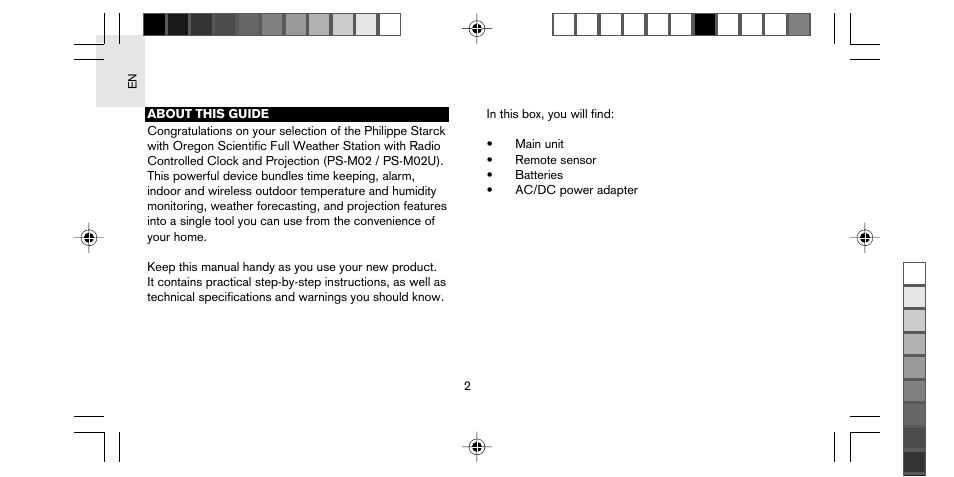 Oregon Scientific STARCK PS-M02 User Manual | Page 3 / 27