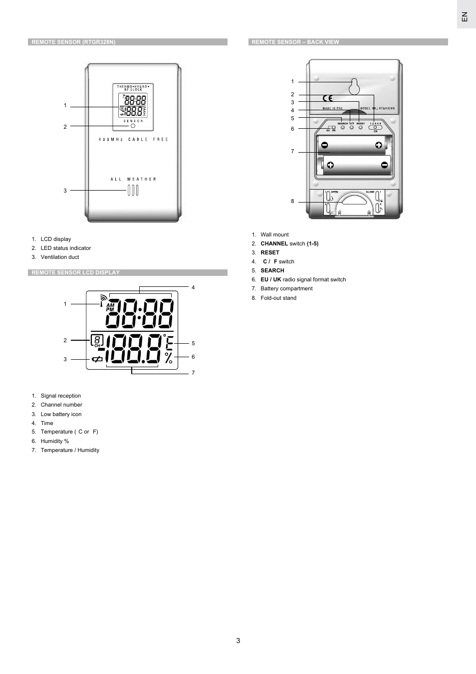 Oregon Scientific Mirror Weather Station MR238 User Manual | Page 3 / 9