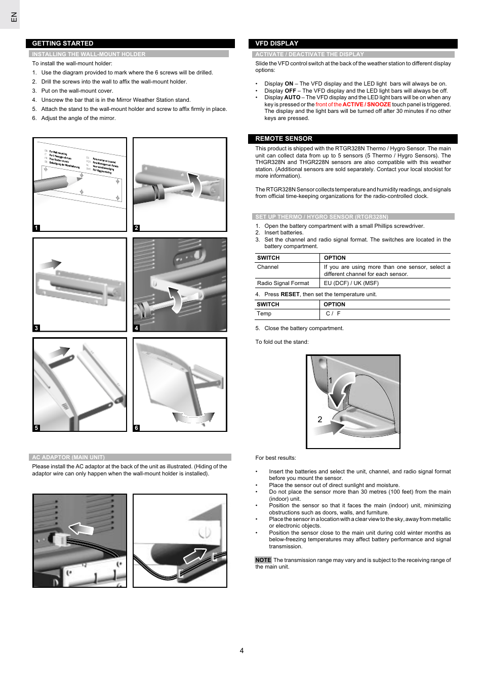 Oregon Scientific Mirror Weather Station MR238 User Manual | Page 4 / 9