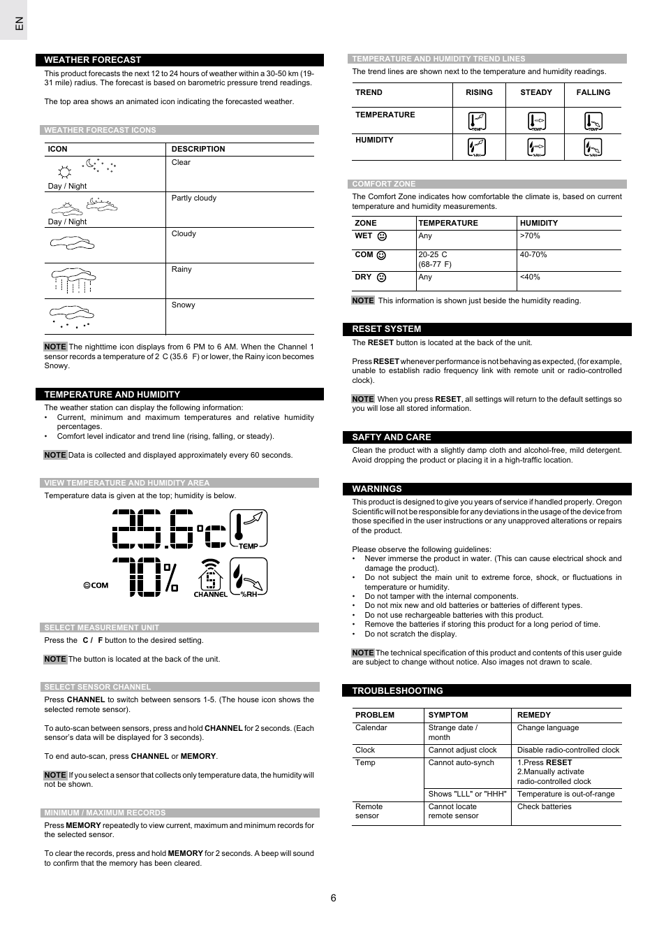 Oregon Scientific Mirror Weather Station MR238 User Manual | Page 6 / 9