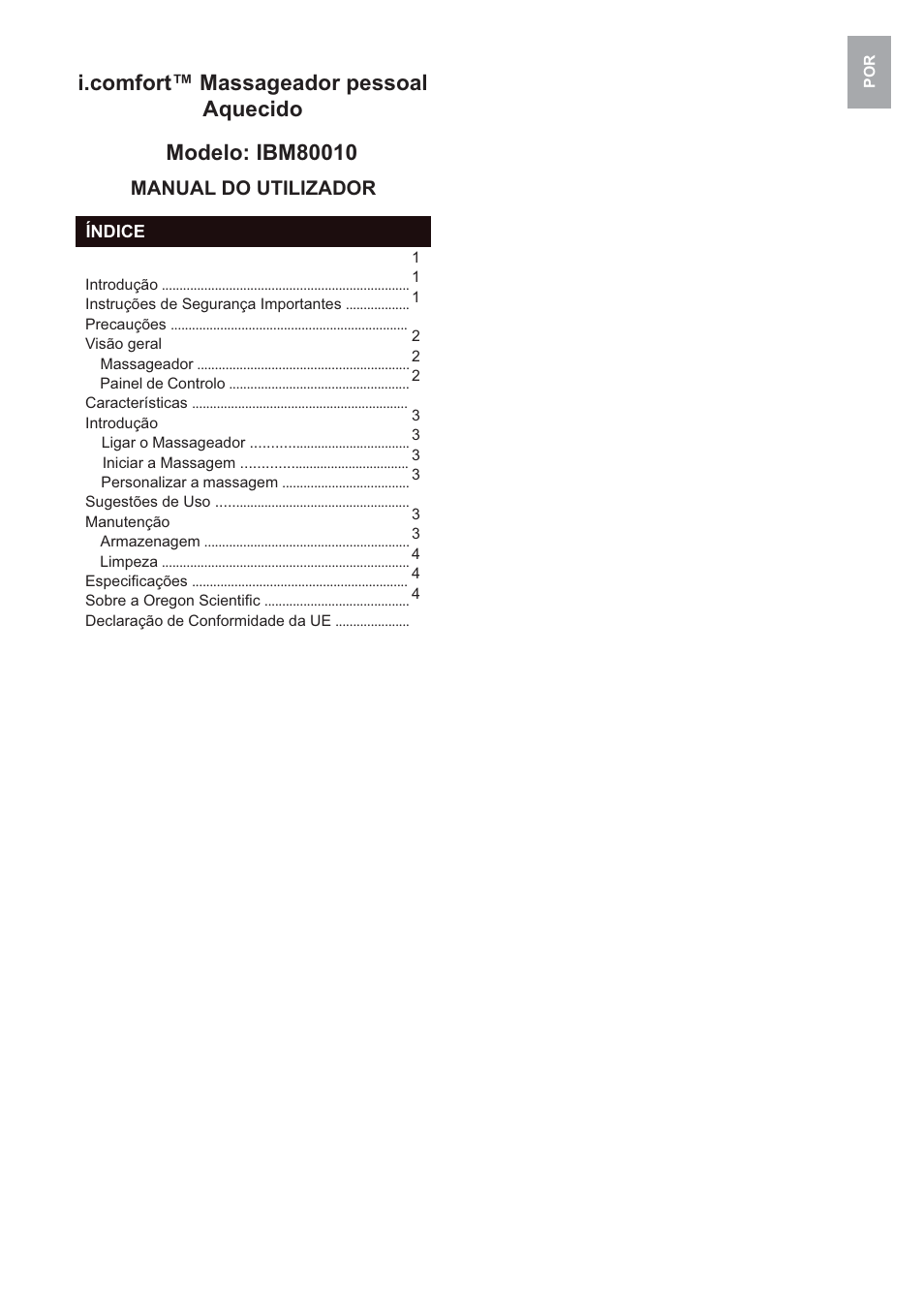 Manual do utilizador | Oregon Scientific IBM80010 User Manual | Page 33 / 61