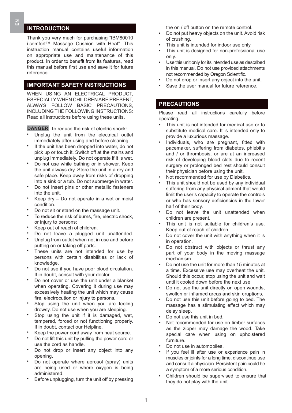 Oregon Scientific IBM80010 User Manual | Page 4 / 61