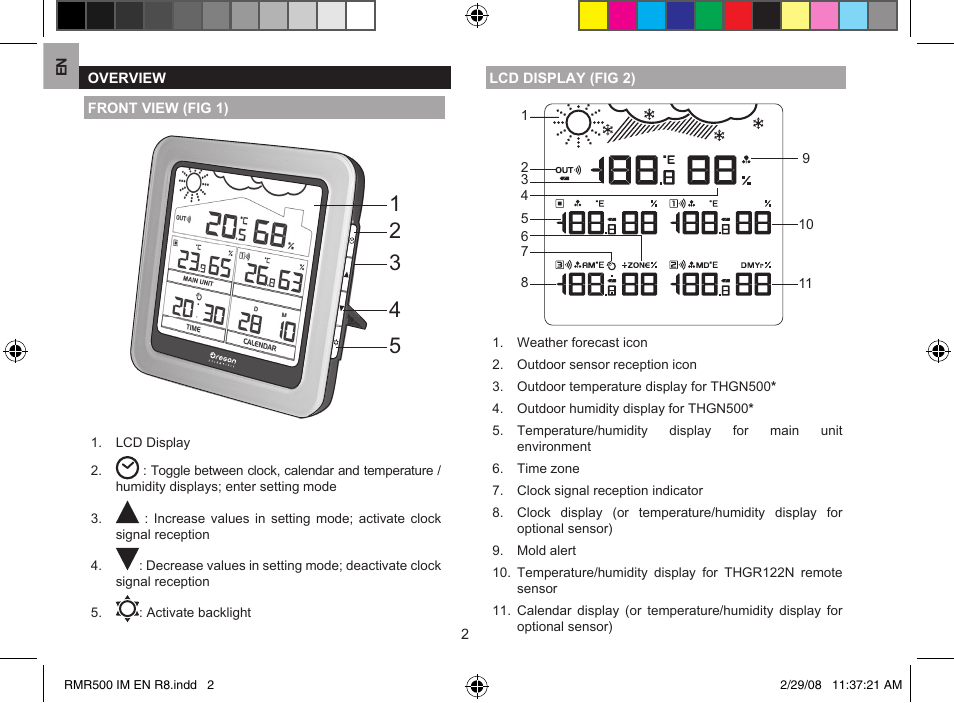 Oregon Scientific RMR500 User Manual | Page 2 / 9