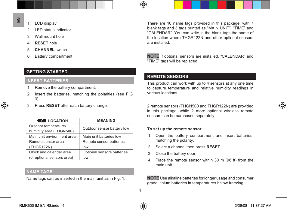 Oregon Scientific RMR500 User Manual | Page 4 / 9