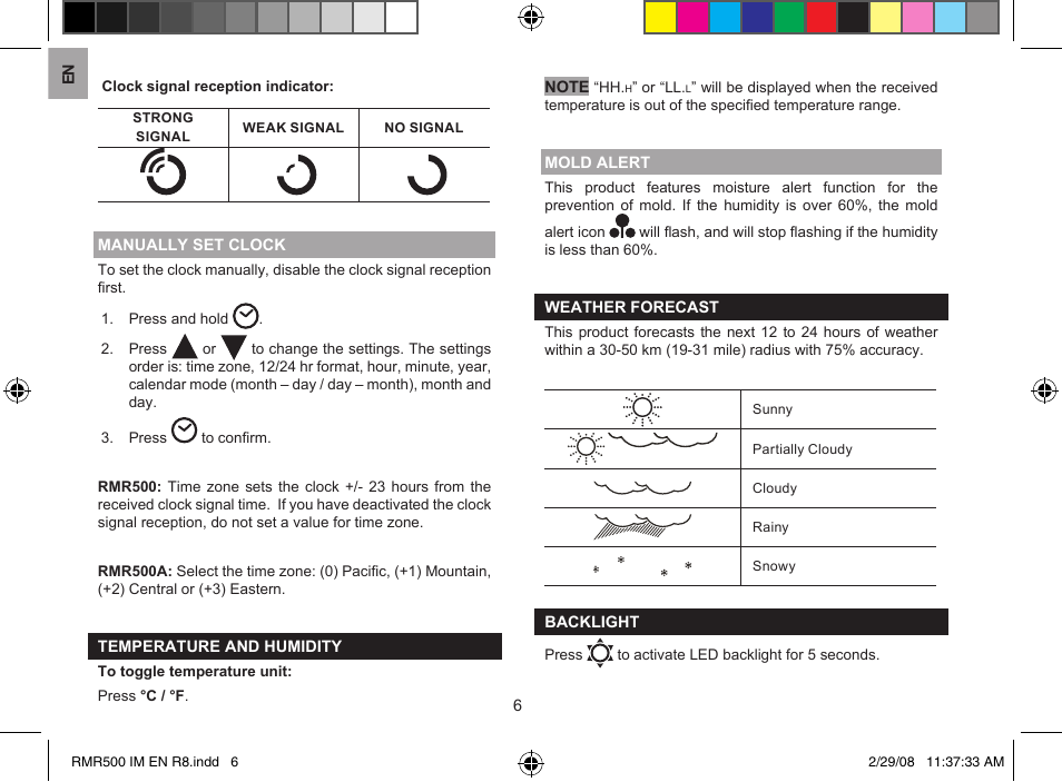 Oregon Scientific RMR500 User Manual | Page 6 / 9