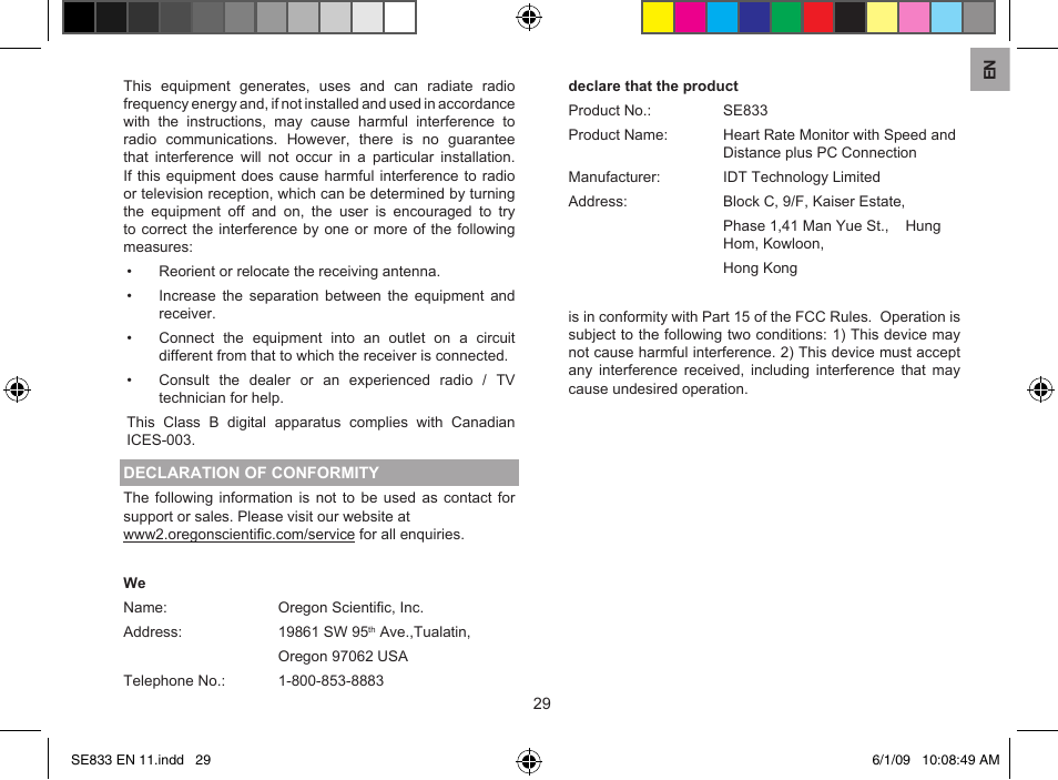 Oregon Scientific SE833 User Manual | Page 29 / 29