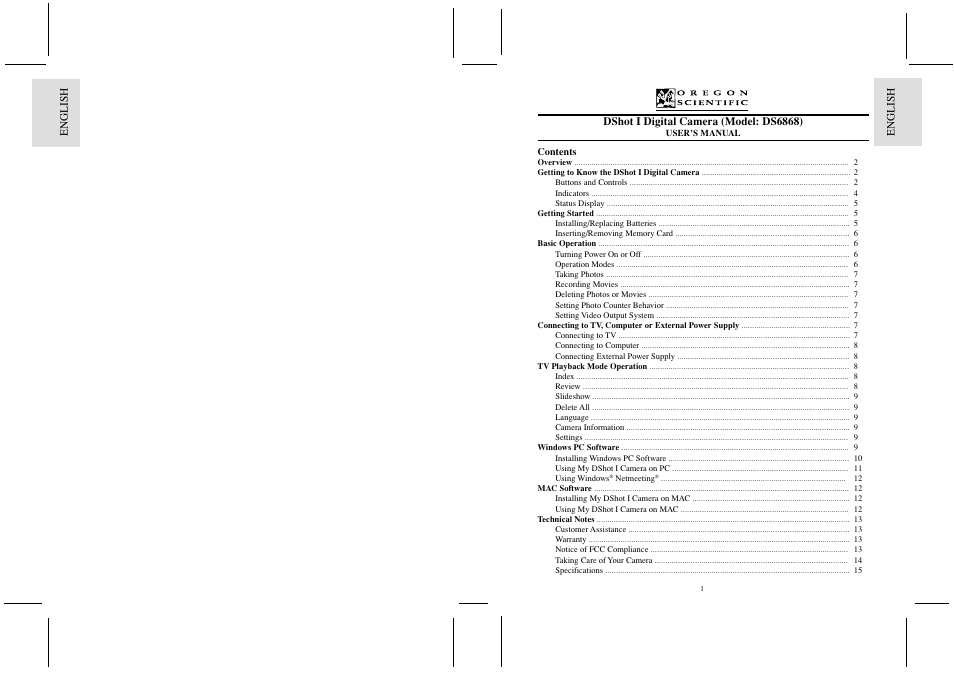 Oregon Scientific DS6868 User Manual | 8 pages