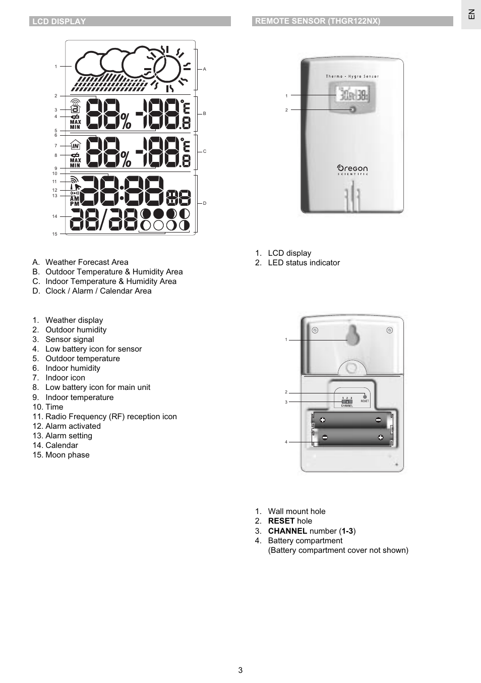 Oregon Scientific Weather Station Advanced BAR628HG / BAR628HGU User Manual | Page 3 / 10