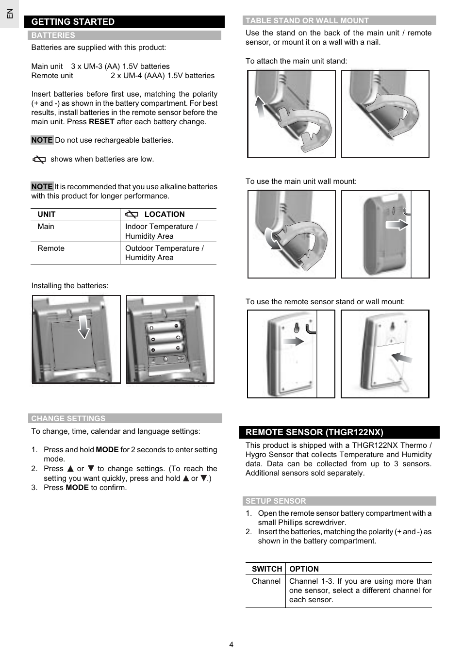Oregon Scientific Weather Station Advanced BAR628HG / BAR628HGU User Manual | Page 4 / 10