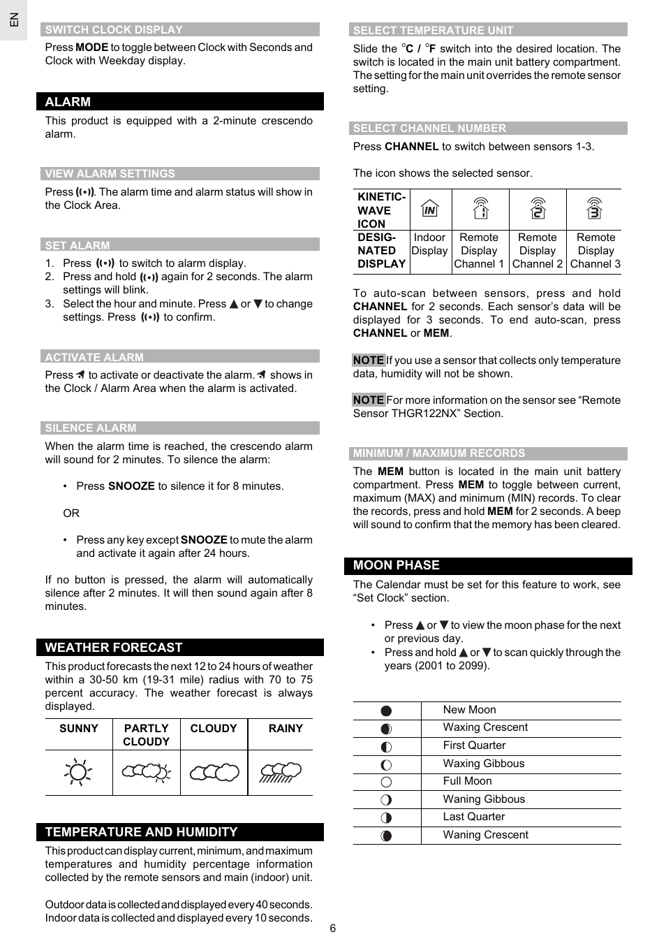 Oregon Scientific Weather Station Advanced BAR628HG / BAR628HGU User Manual | Page 6 / 10