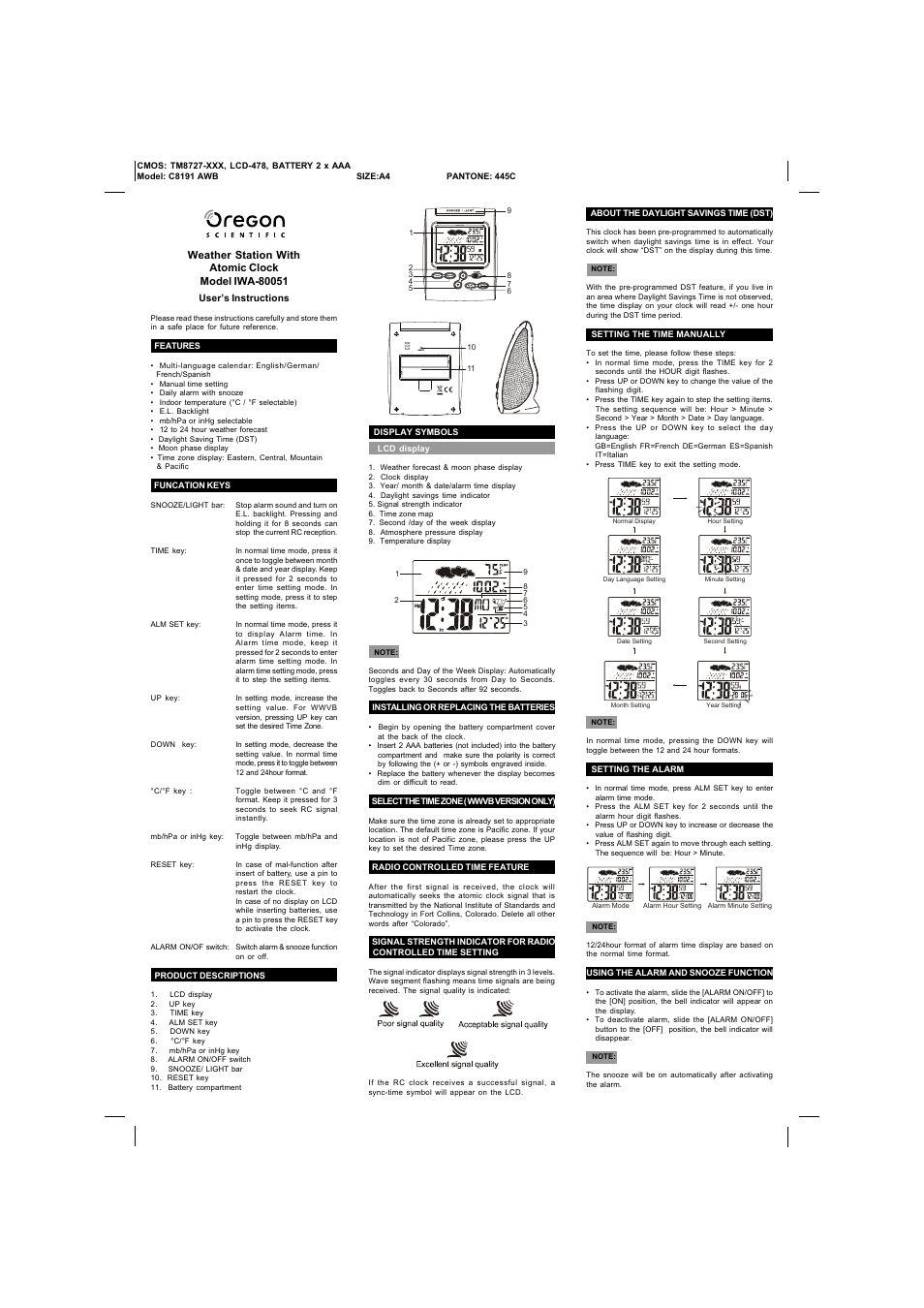 Oregon Scientific IWA-80051 User Manual | 2 pages