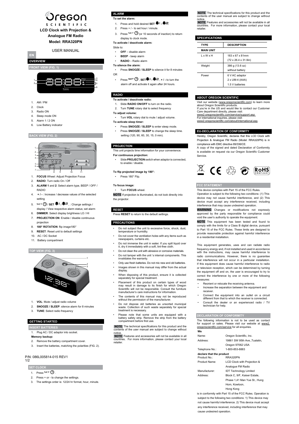 Oregon Scientific RRA320PN User Manual | 10 pages