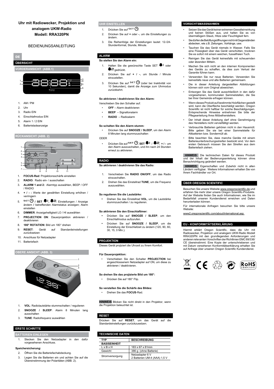 Oregon Scientific RRA320PN User Manual | Page 3 / 10