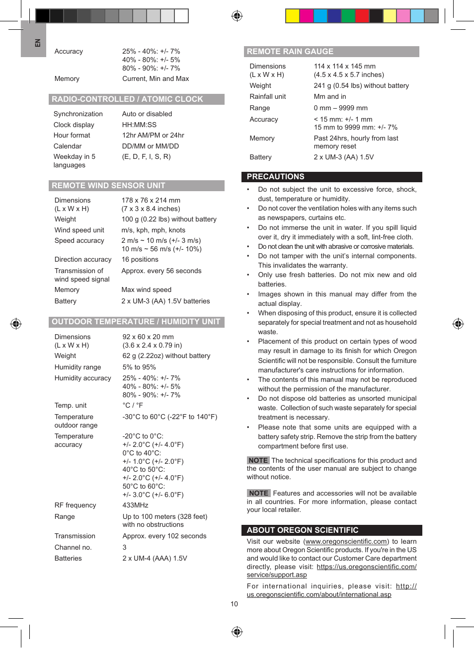 Ntiﬁc | Oregon Scientific Oregon Scientic Pro Weather Station WMR86 User Manual | Page 10 / 11