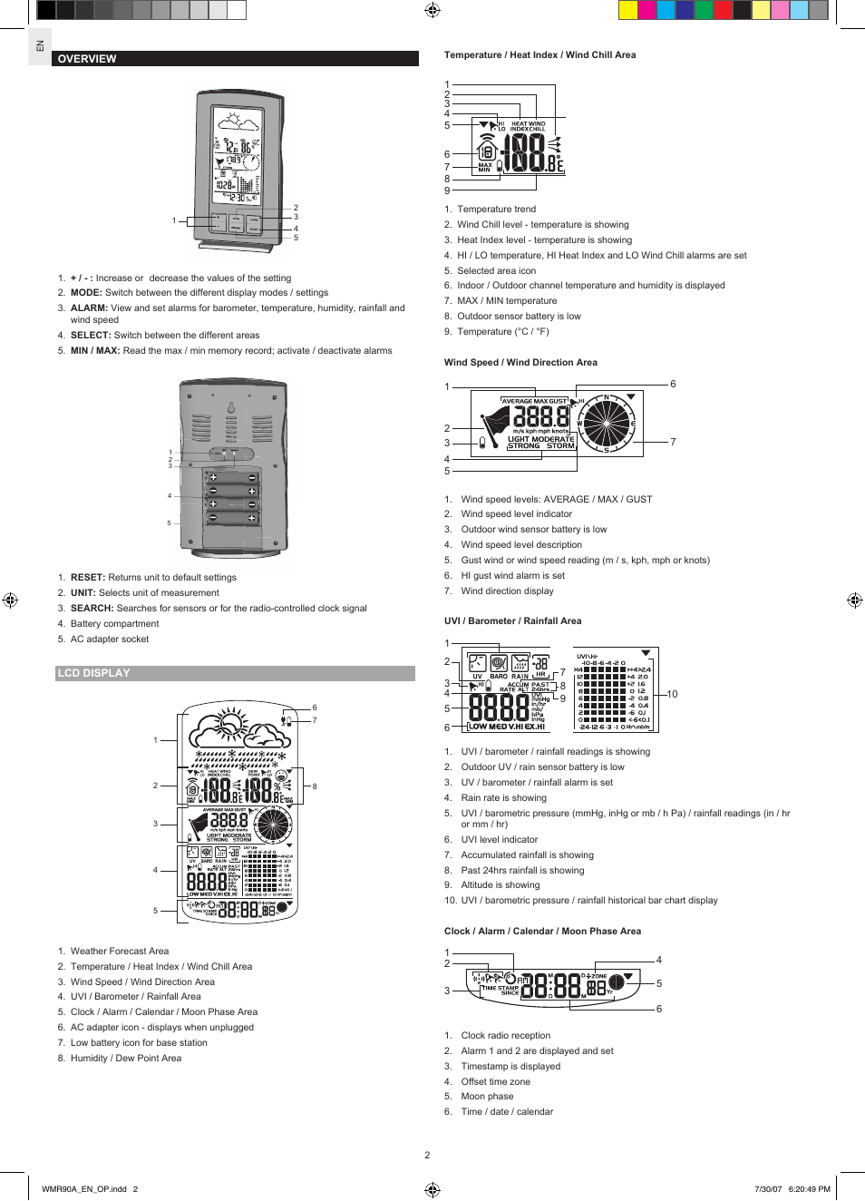 Oregon Scientific WMR90A User Manual | Page 2 / 8