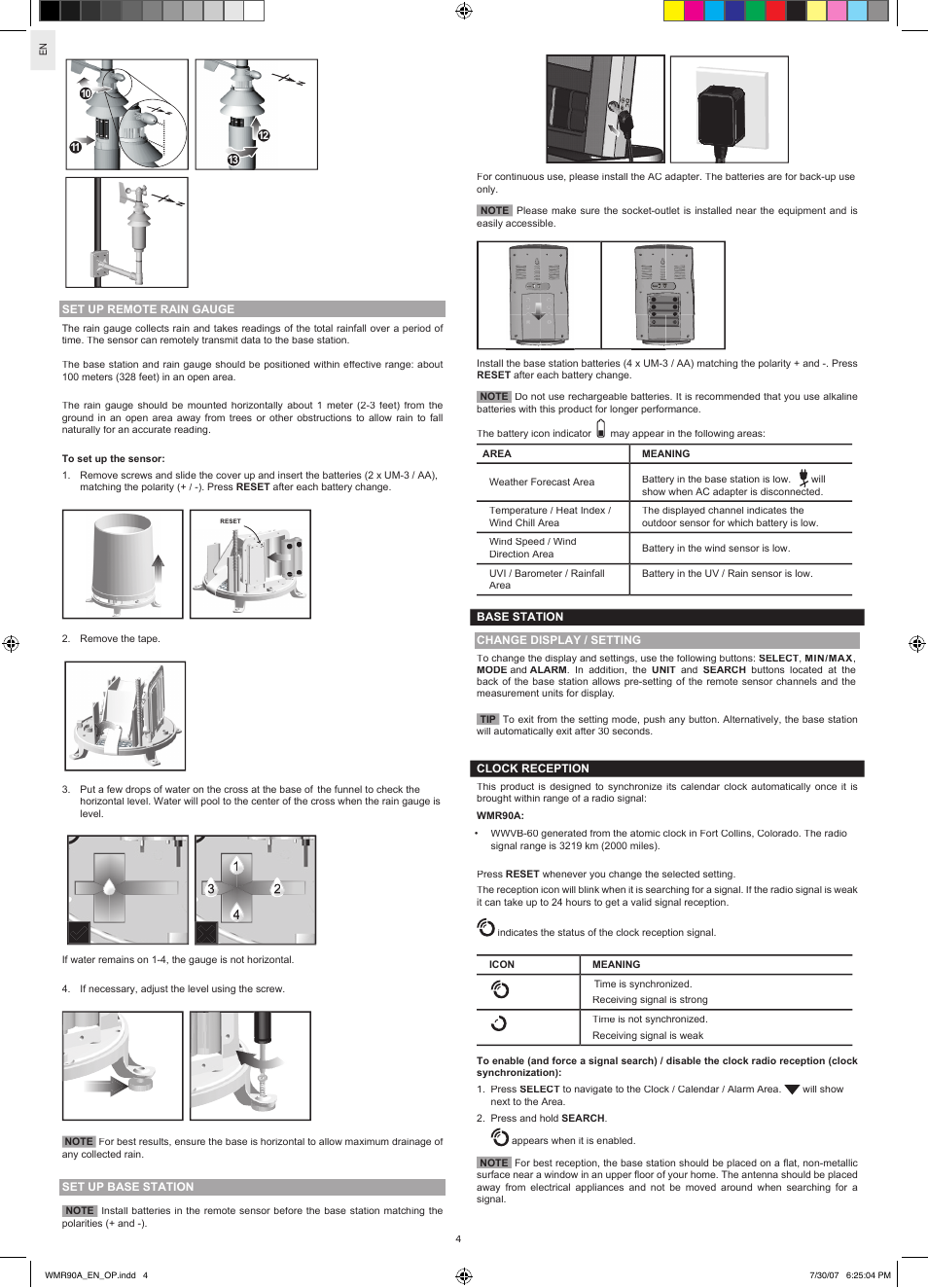 Oregon Scientific WMR90A User Manual | Page 4 / 8