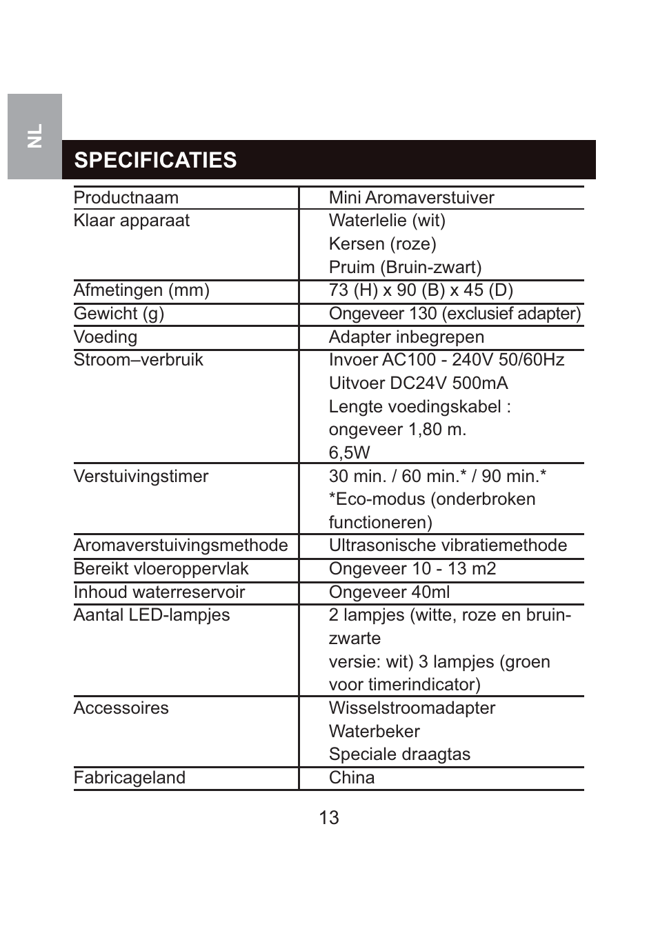 Specificaties | Oregon Scientific WS904 User Manual | Page 122 / 171