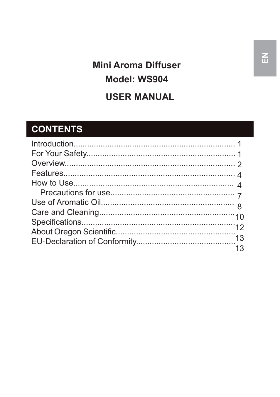 Oregon Scientific WS904 User Manual | Page 3 / 171