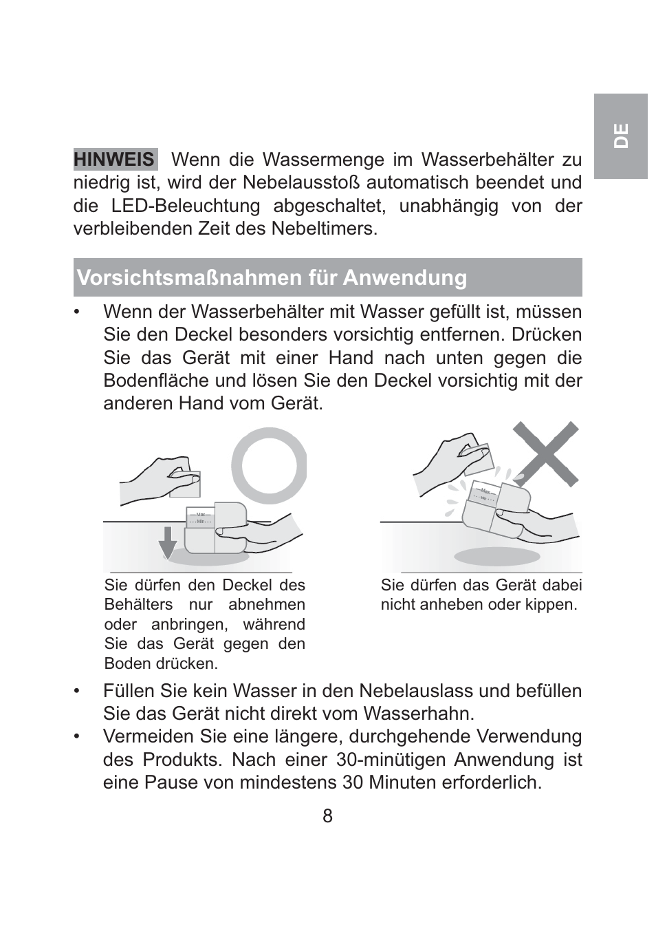 Vorsichtsmaßnahmen für anwendung | Oregon Scientific WS904 User Manual | Page 63 / 171