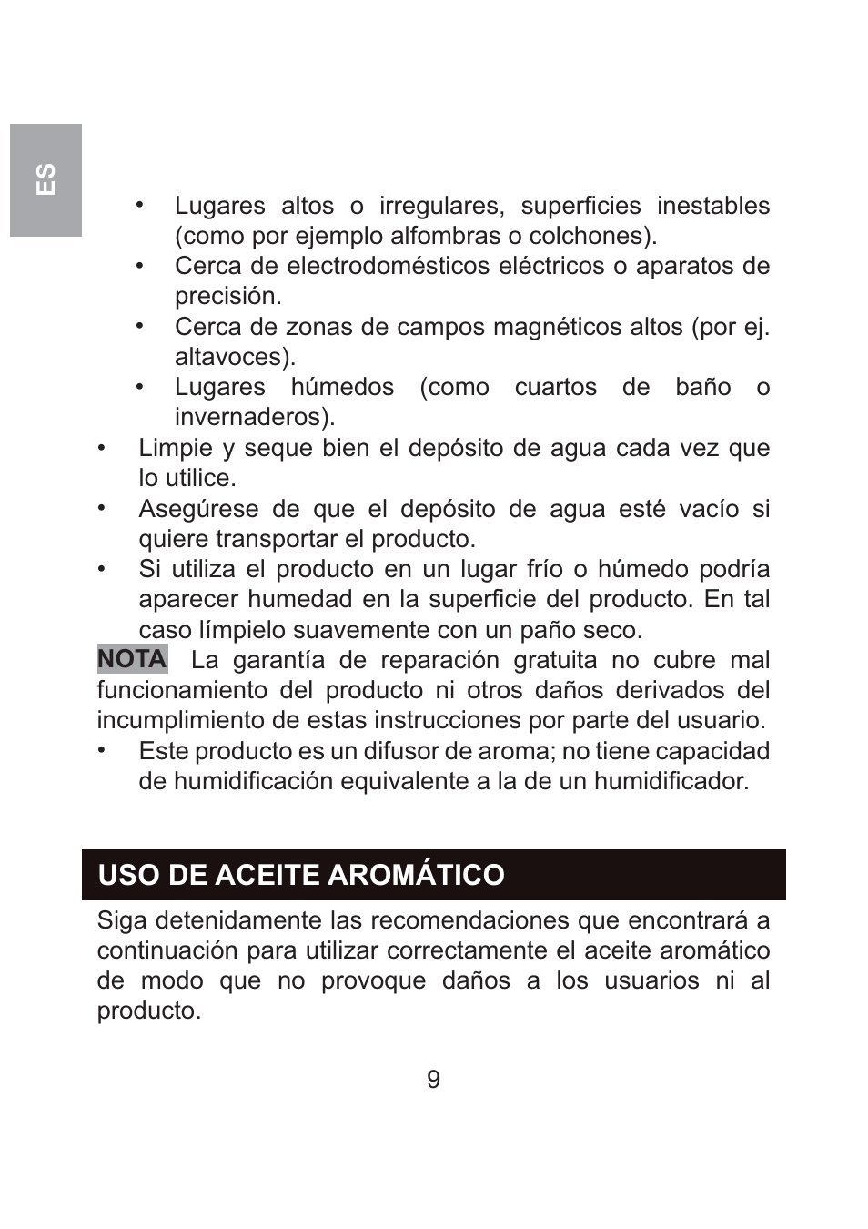 Uso de aceite aromático | Oregon Scientific WS904 User Manual | Page 82 / 171