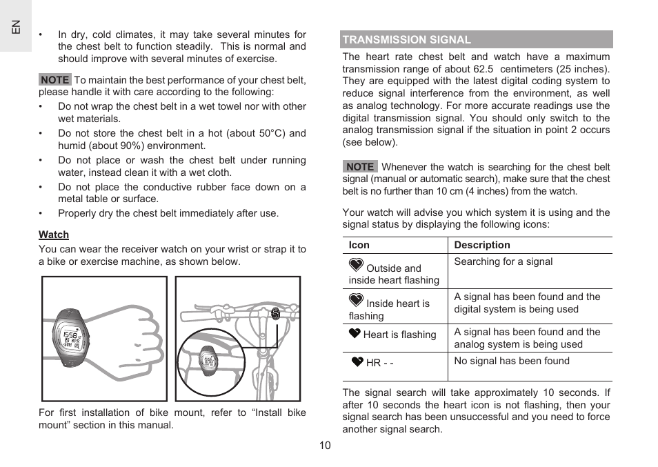 Oregon Scientific Heart Rate Monitor with Hydration Alert SH201 User Manual | Page 10 / 21