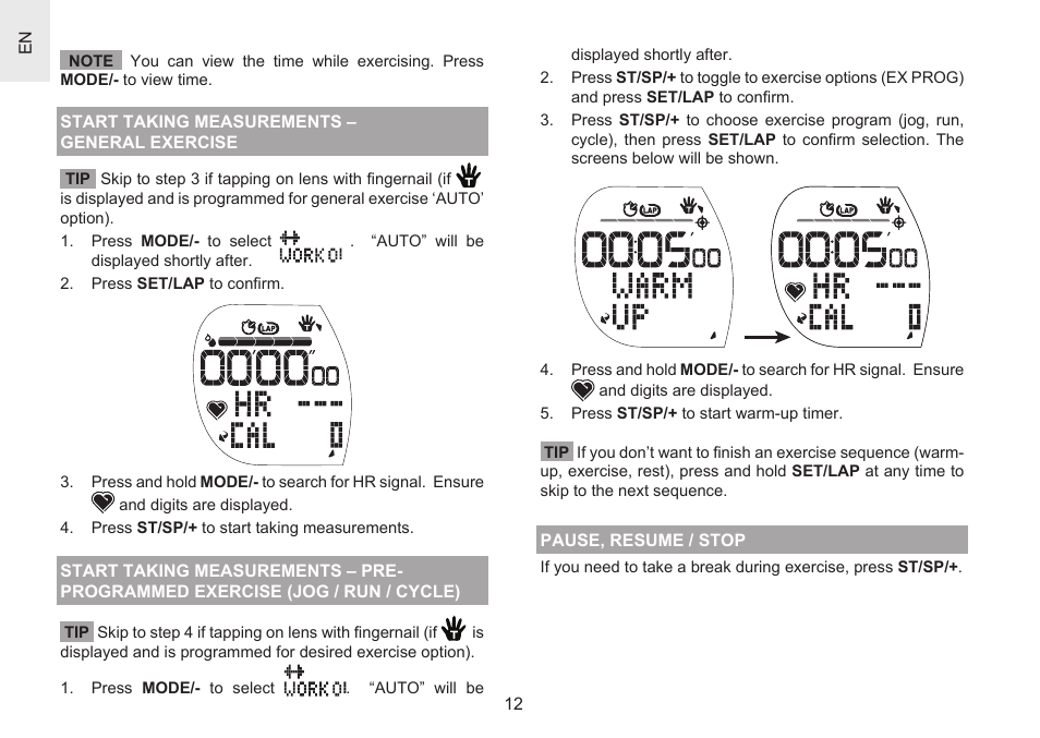 Oregon Scientific Heart Rate Monitor with Hydration Alert SH201 User Manual | Page 12 / 21