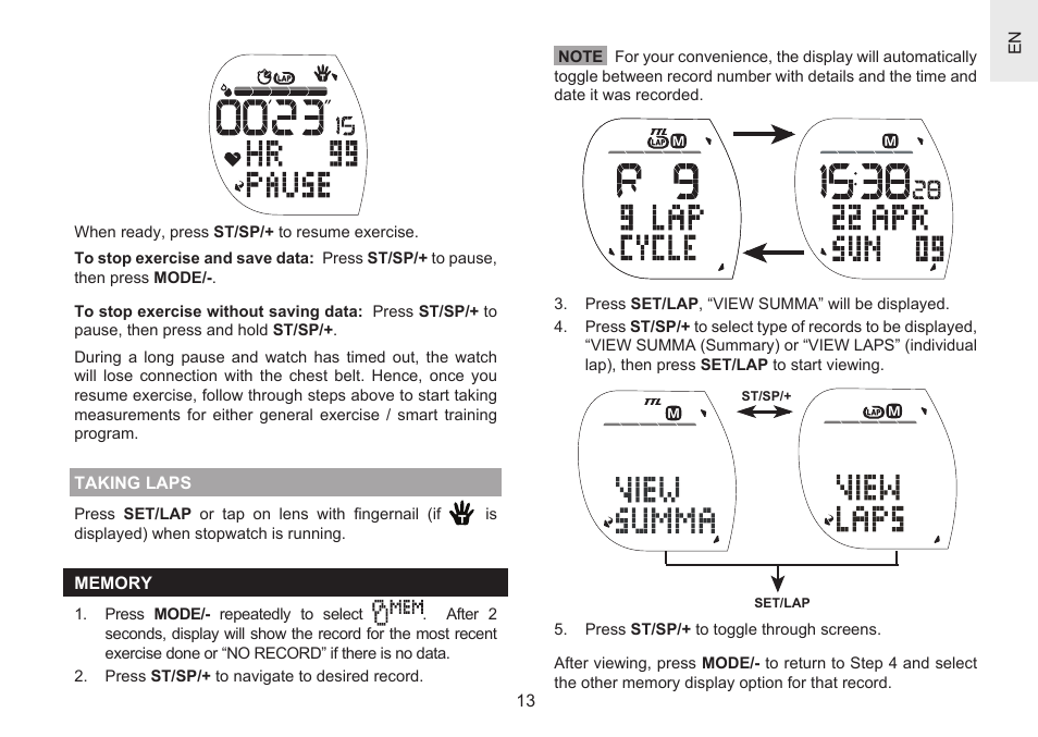 Oregon Scientific Heart Rate Monitor with Hydration Alert SH201 User Manual | Page 13 / 21