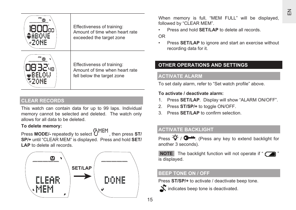 Oregon Scientific Heart Rate Monitor with Hydration Alert SH201 User Manual | Page 15 / 21