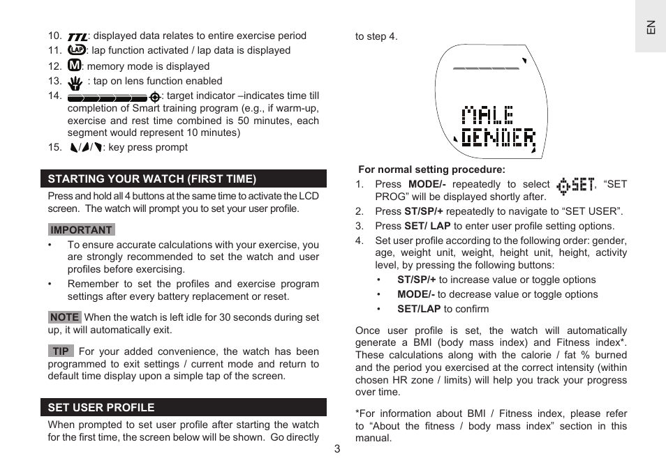 Oregon Scientific Heart Rate Monitor with Hydration Alert SH201 User Manual | Page 3 / 21