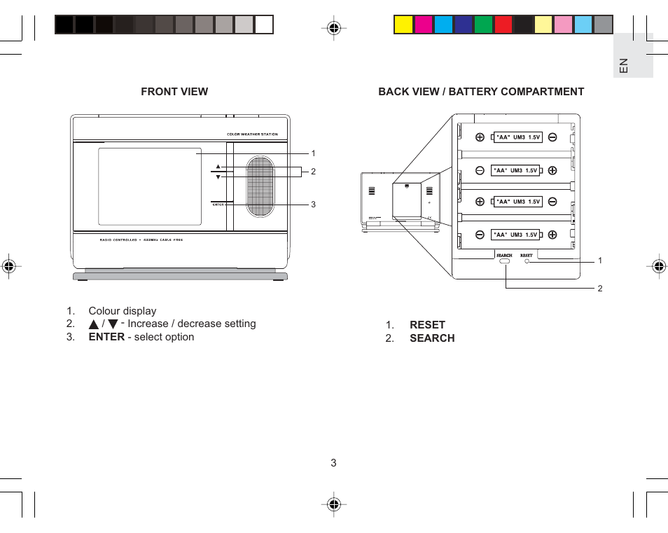 Oregon Scientific Color Weather Station AWS888N User Manual | Page 3 / 21