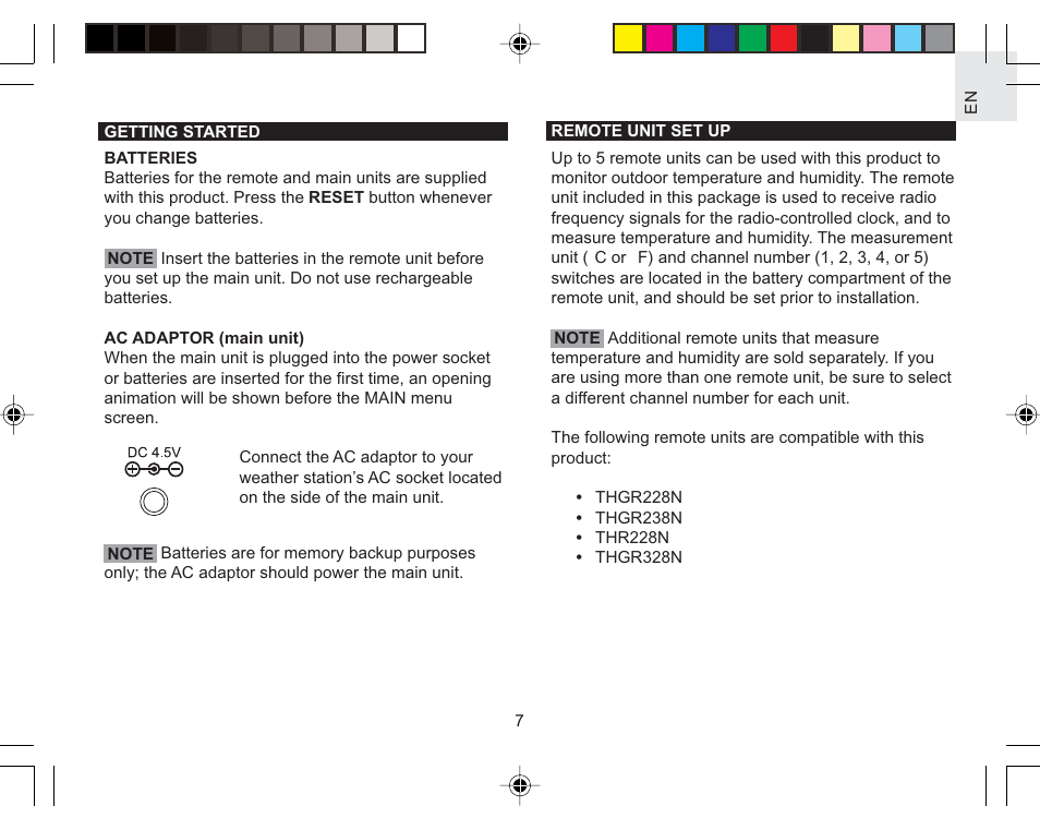 Oregon Scientific Color Weather Station AWS888N User Manual | Page 7 / 21