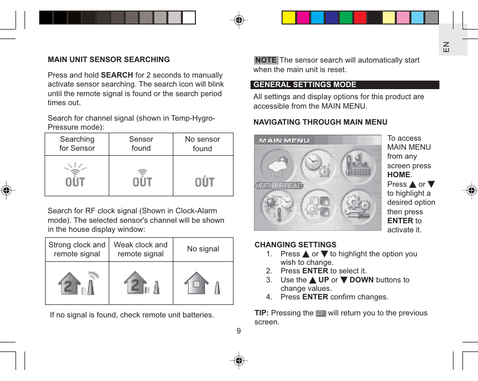 Oregon Scientific Color Weather Station AWS888N User Manual | Page 9 / 21