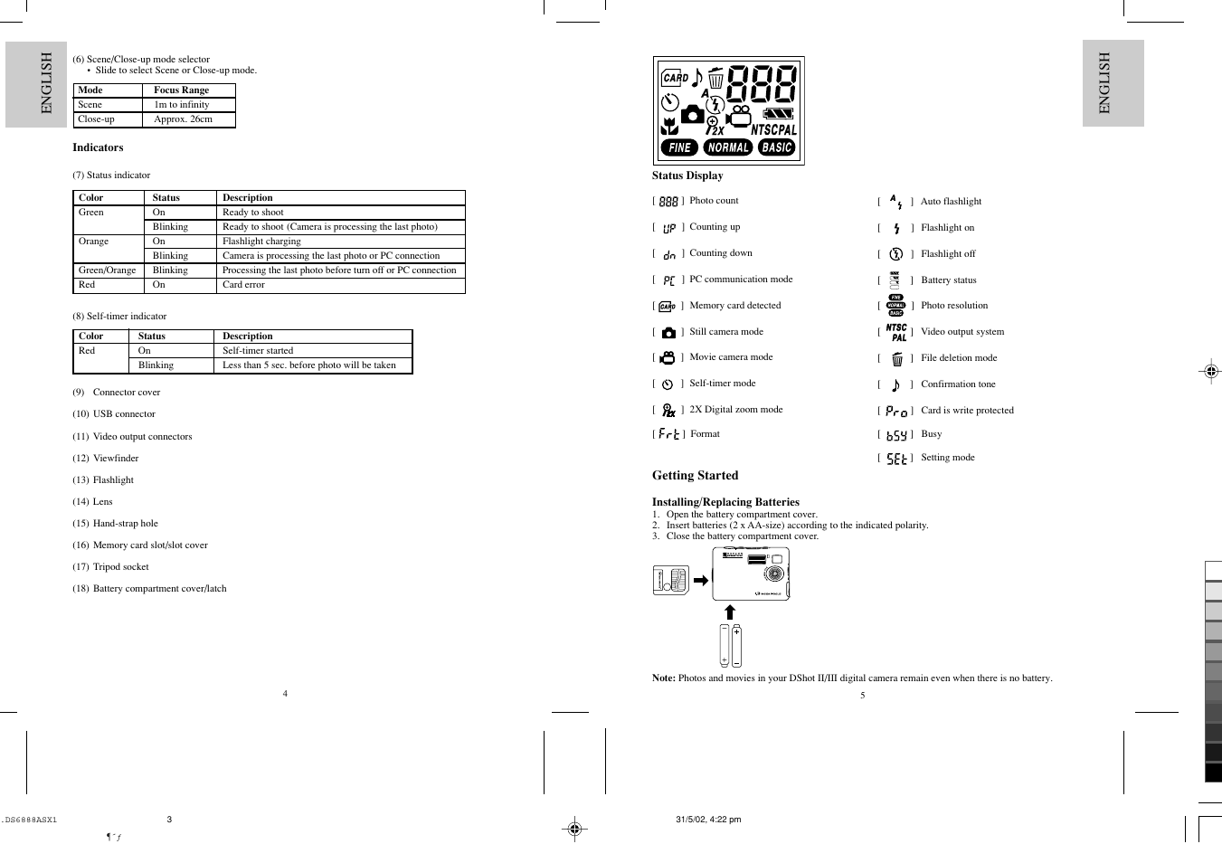 Oregon Scientific DSHOT DS6888/A User Manual | Page 3 / 9