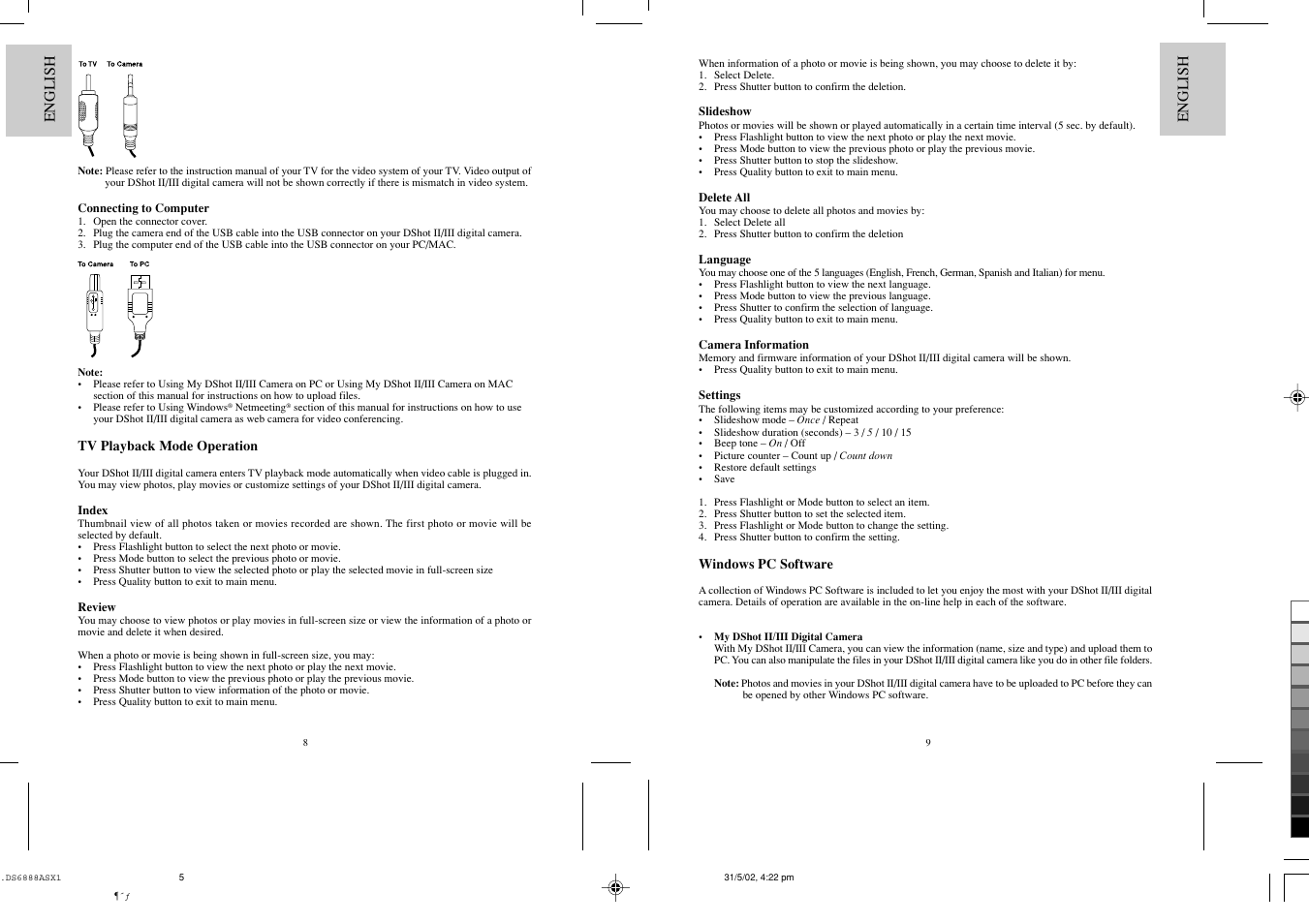 Oregon Scientific DSHOT DS6888/A User Manual | Page 5 / 9