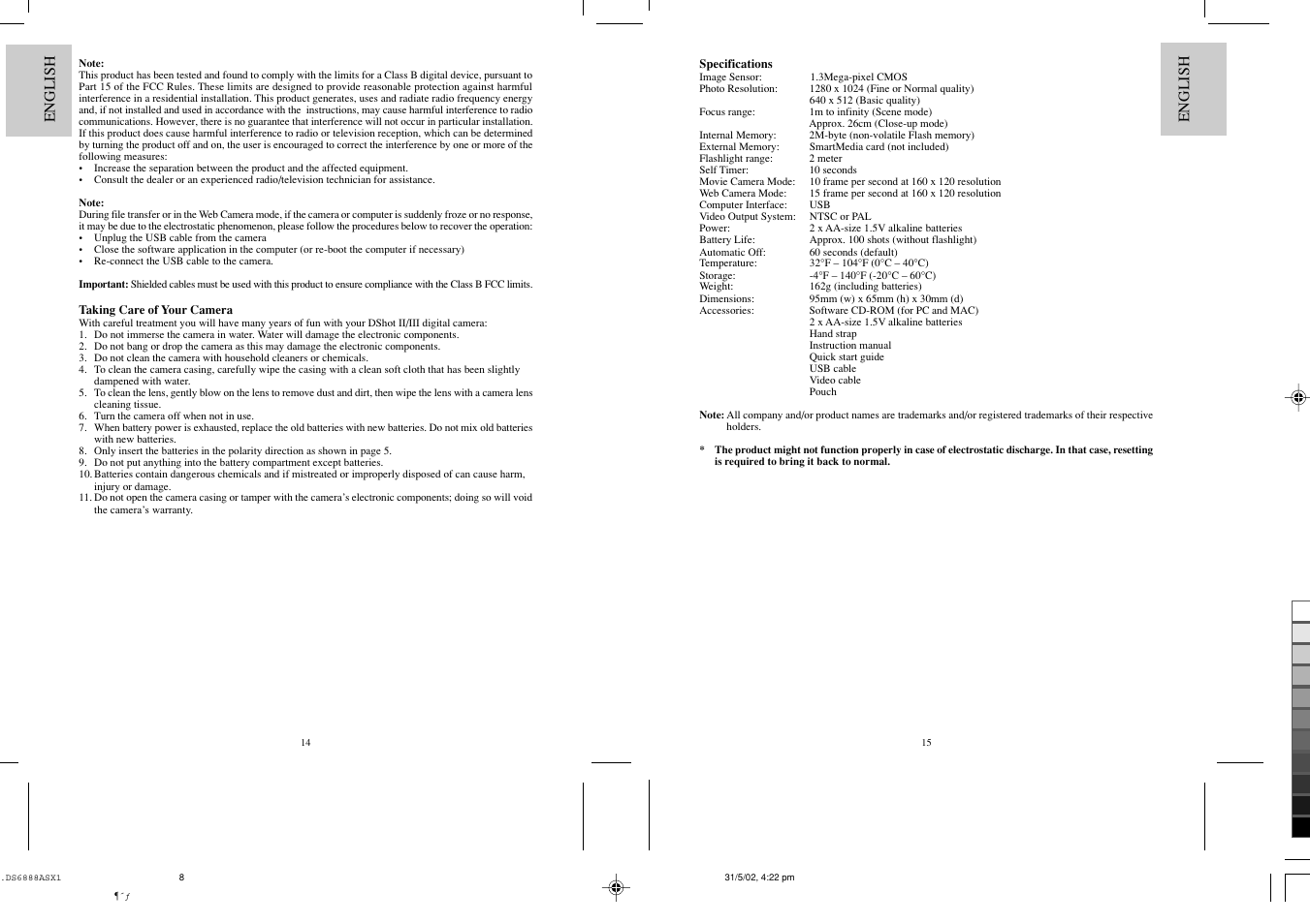 Oregon Scientific DSHOT DS6888/A User Manual | Page 8 / 9