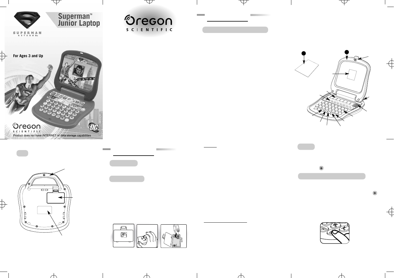 Oregon Scientific Superman Junior Laptop User Manual | 2 pages