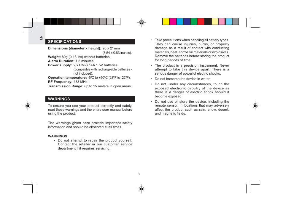 Oregon Scientific VR101 User Manual | Page 9 / 11