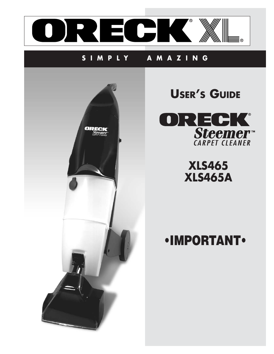 Oreck XLS465 User Manual | 11 pages