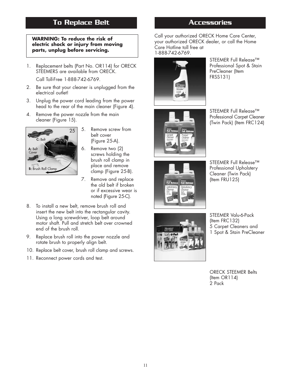 Ccessories, Eplace | Oreck XLS465 User Manual | Page 11 / 11