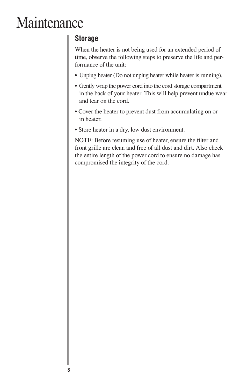 Maintenance | Oreck HEATWISE HW1000P User Manual | Page 11 / 16