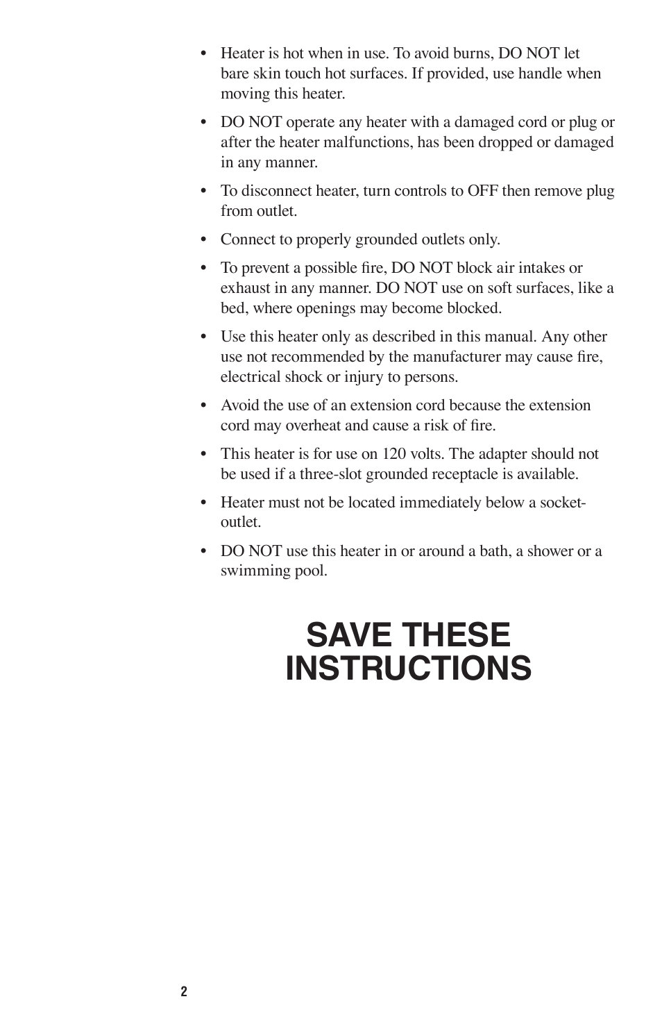 Save these instructions | Oreck HEATWISE HW1000P User Manual | Page 5 / 16