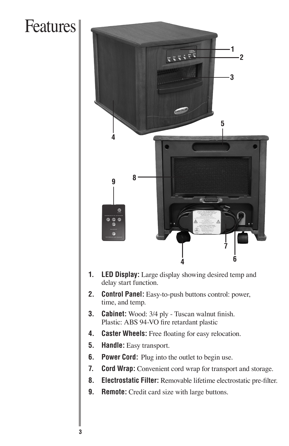 Features | Oreck HEATWISE HW1000P User Manual | Page 6 / 16