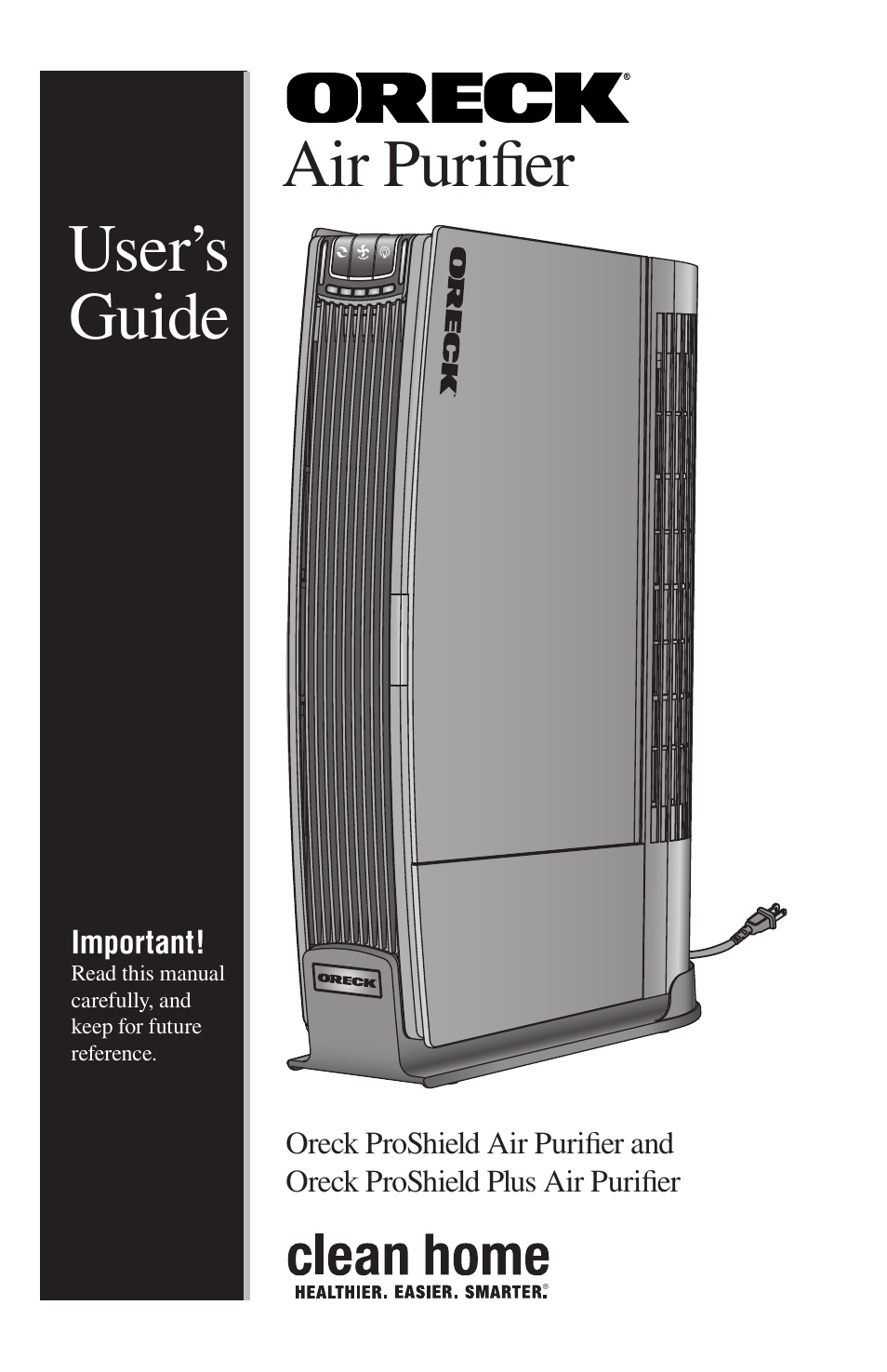 Oreck ProShield Air Purifier User Manual | 18 pages