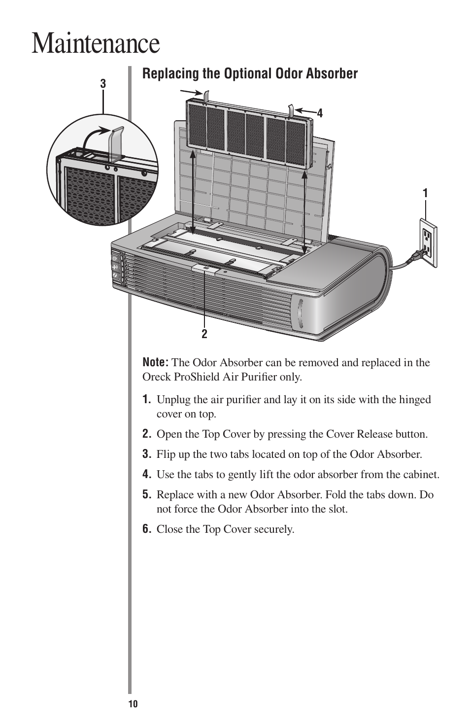 Maintenance | Oreck ProShield Air Purifier User Manual | Page 13 / 18